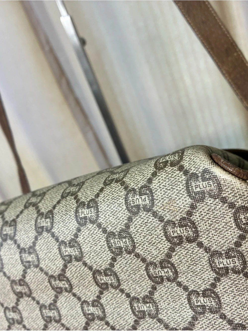 Brown Monogram Clutch with Gold-Tone Logo